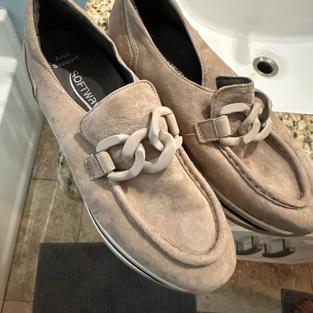 Loftina Beige Loafers with Chain Detail